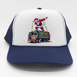 Dabbing Santa Riding Garbage Truck Colorful Christmas Lights Gift Trucker Hat