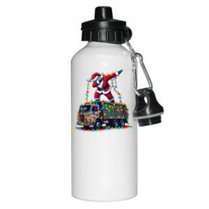 Dabbing Santa Riding Garbage Truck Colorful Christmas Lights Gift Aluminum Water Bottle