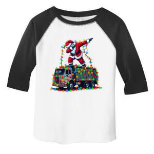 Dabbing Santa Riding Garbage Truck Colorful Christmas Lights Gift Toddler Fine Jersey T-Shirt