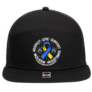 Down Syndrome Respect Support Down Syndrome Awareness 7 Panel Mesh Trucker Snapback Hat