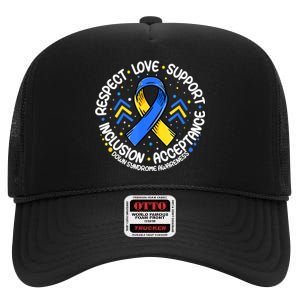 Down Syndrome Respect Support Down Syndrome Awareness High Crown Mesh Back Trucker Hat