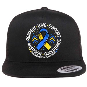 Down Syndrome Respect Support Down Syndrome Awareness Flat Bill Trucker Hat