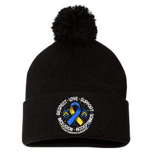 Down Syndrome Respect Support Down Syndrome Awareness Pom Pom 12in Knit Beanie