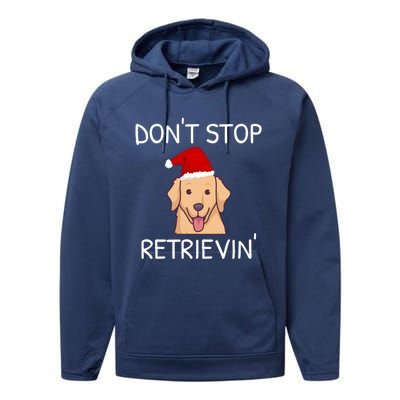 Dont Stop Retrieving Christmas Golden Retriever Meaningful Gift Performance Fleece Hoodie