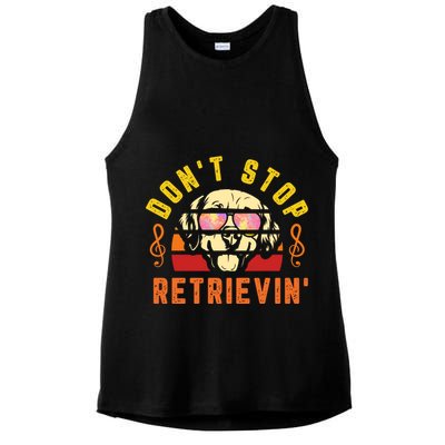 Dont Stop Retrievin Retro Golden Retriever Music Note Pun Gift Ladies PosiCharge Tri-Blend Wicking Tank