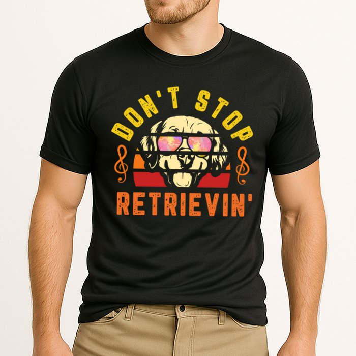 Dont Stop Retrievin Retro Golden Retriever Music Note Pun Gift Cooling Performance Crew T-Shirt