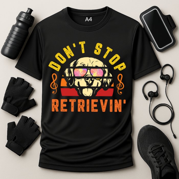 Dont Stop Retrievin Retro Golden Retriever Music Note Pun Gift Cooling Performance Crew T-Shirt