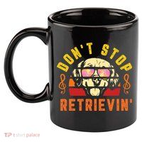 Dont Stop Retrievin Retro Golden Retriever Music Note Pun Gift 11oz C Handle Ceramic Mug