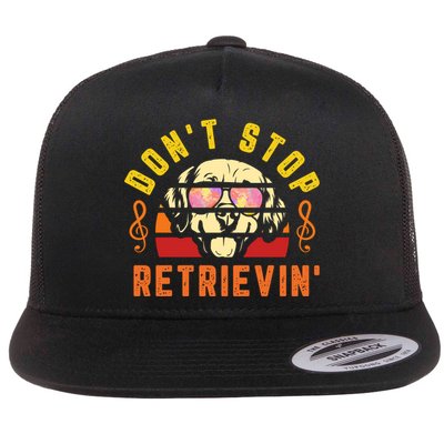 Dont Stop Retrievin Retro Golden Retriever Music Note Pun Gift Flatbill Hat