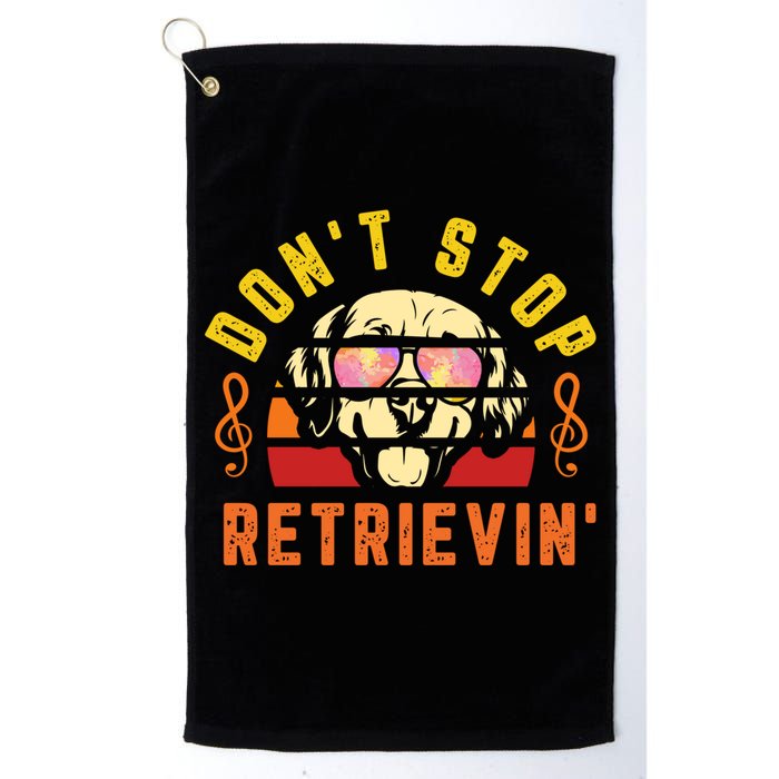 Dont Stop Retrievin Retro Golden Retriever Music Note Pun Gift Golf Towel