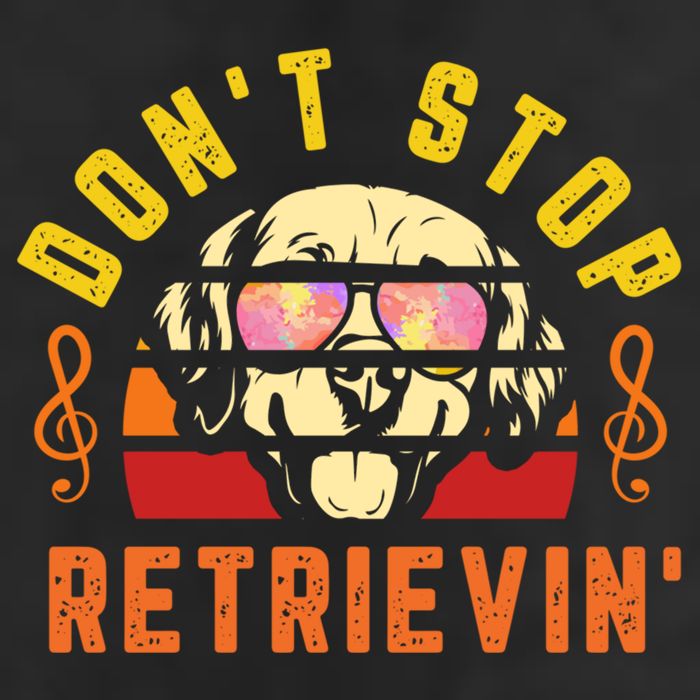 Dont Stop Retrievin Retro Golden Retriever Music Note Pun Gift Golf Towel