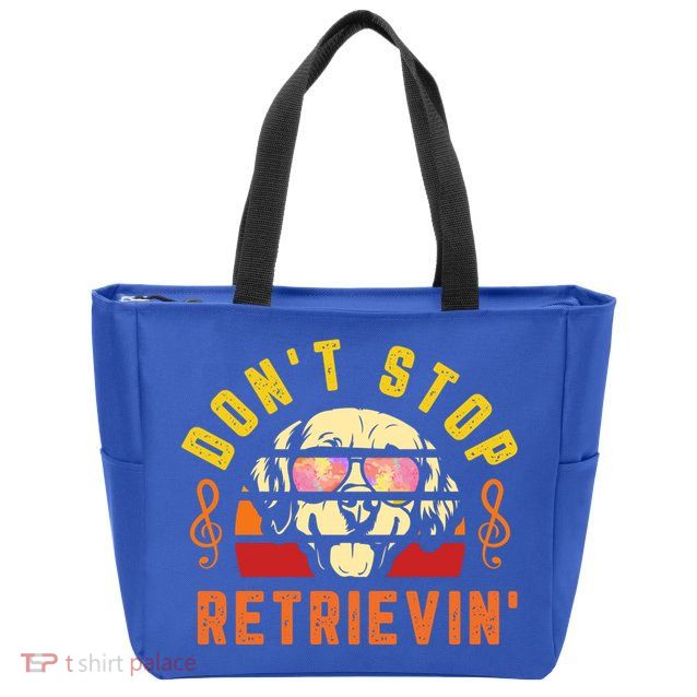 Dont Stop Retrievin Retro Golden Retriever Music Note Pun Gift Zip Tote Bag