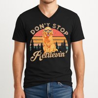 Don't Stop Retrieving Retro Golden Retriever V-Neck T-Shirt