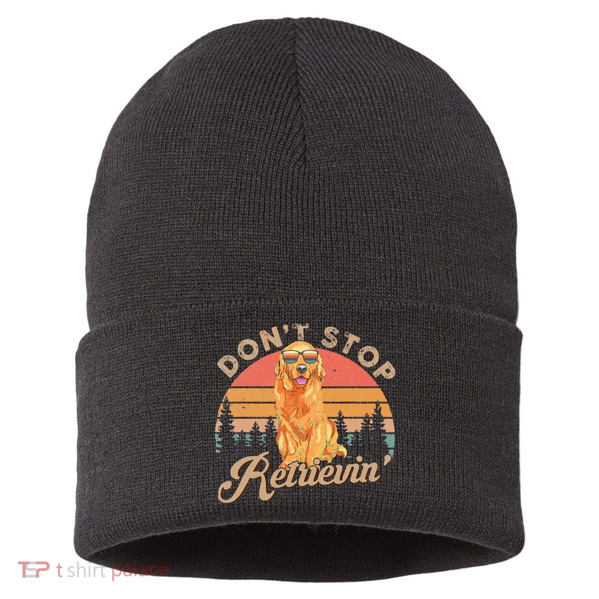 Don't Stop Retrieving Retro Golden Retriever Sustainable Knit Beanie