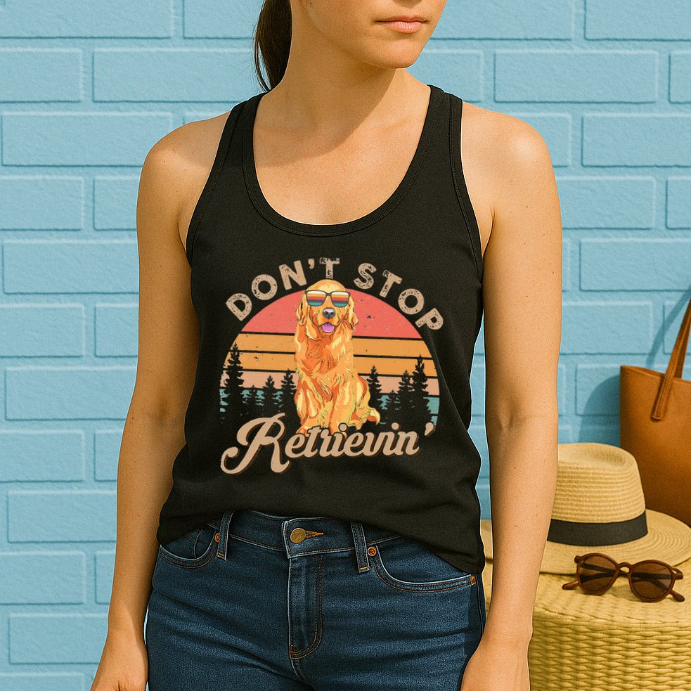Don't Stop Retrieving Retro Golden Retriever Womens Tank Top