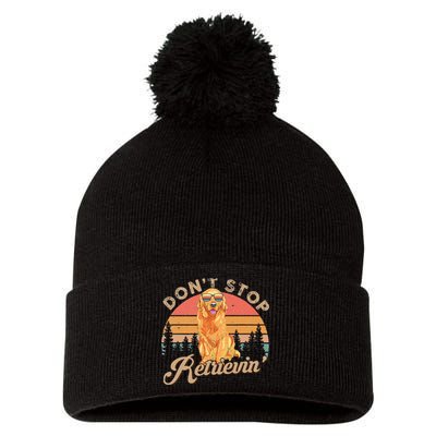 Don't Stop Retrieving Retro Golden Retriever Pom Pom 12in Knit Beanie