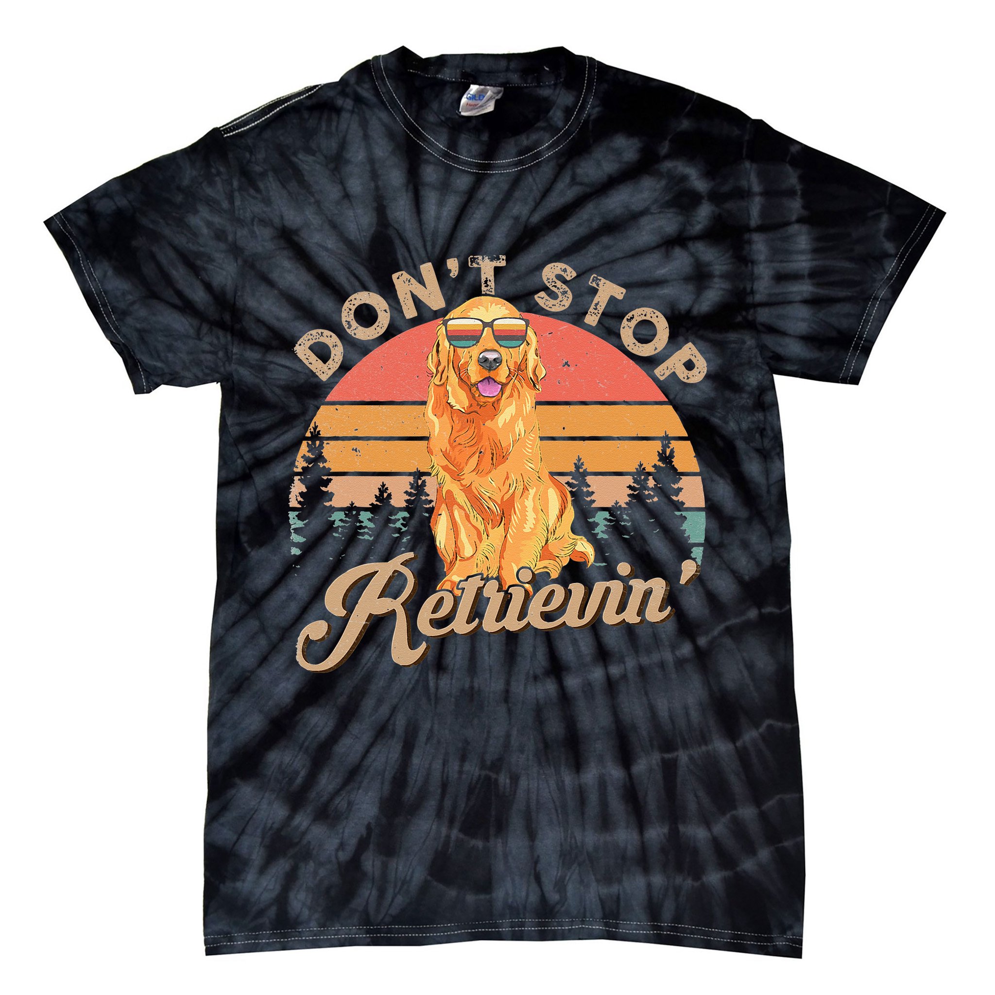 Don't Stop Retrieving Retro Golden Retriever Tie-Dye T-Shirt