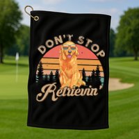 Don't Stop Retrieving Retro Golden Retriever Golf Towel