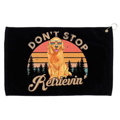 Don't Stop Retrieving Retro Golden Retriever Grommeted Golf Towel