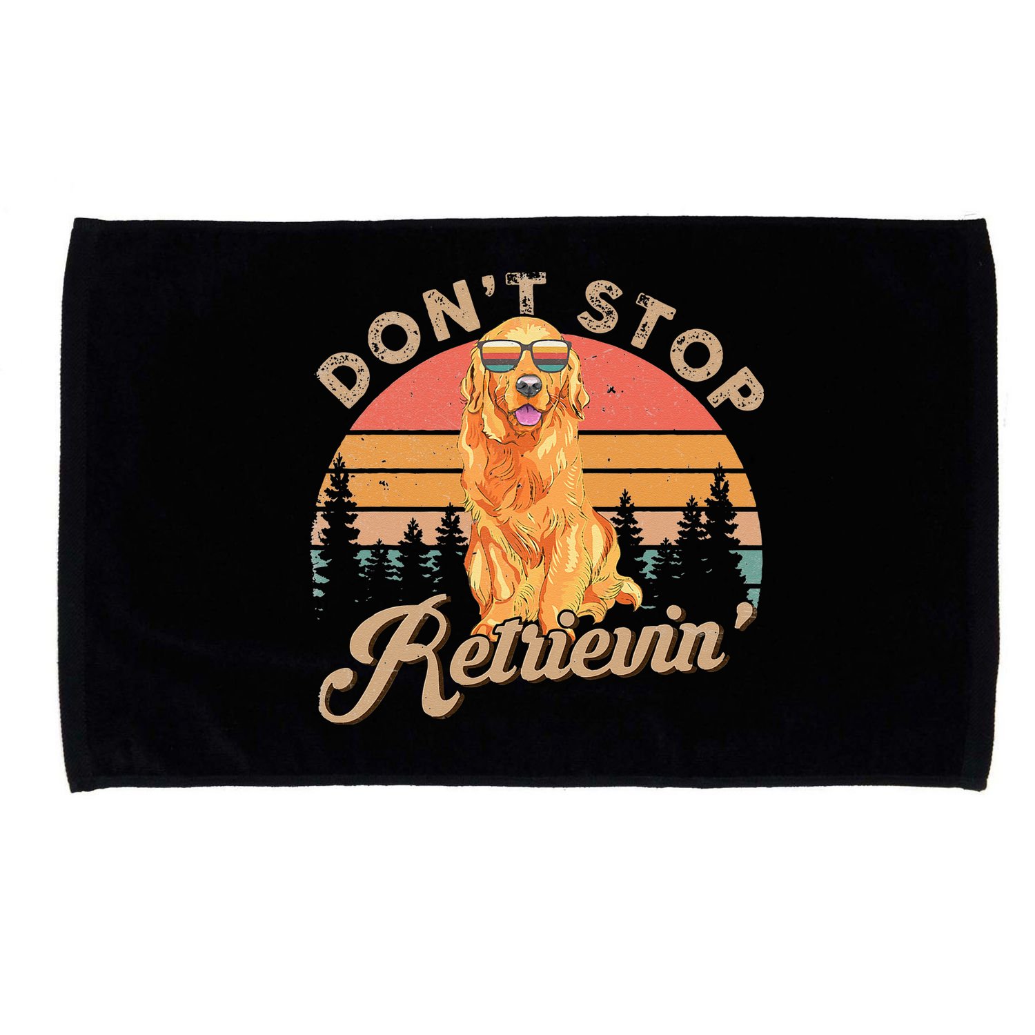 Don't Stop Retrieving Retro Golden Retriever Microfiber Hand Towel