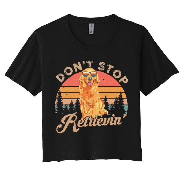 Don't Stop Retrieving Retro Golden Retriever Crop Top