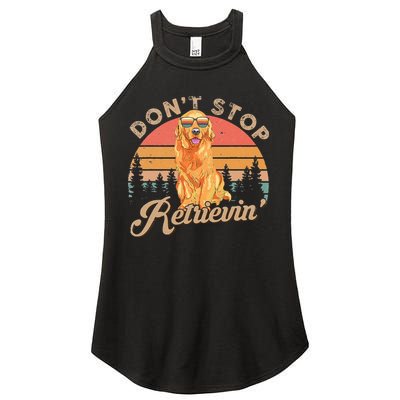 Don't Stop Retrieving Retro Golden Retriever Women's Perfect Tri Rocker Tank