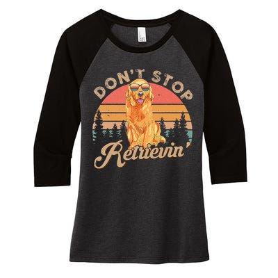 Don't Stop Retrieving Retro Golden Retriever Women's Tri-Blend 3/4-Sleeve Raglan Shirt