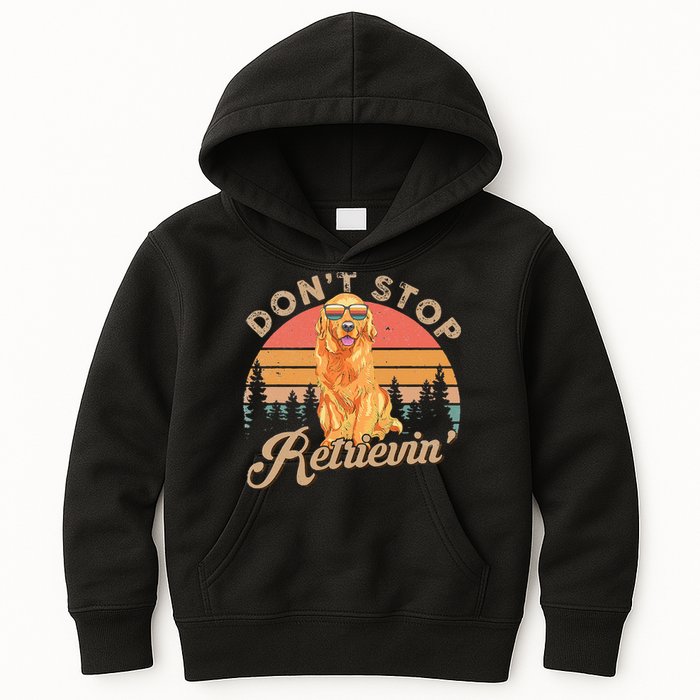 Don't Stop Retrieving Retro Golden Retriever Kids Hoodie