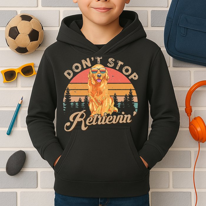 Don't Stop Retrieving Retro Golden Retriever Kids Hoodie