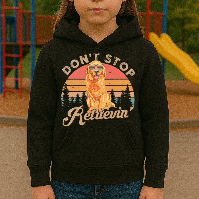 Don't Stop Retrieving Retro Golden Retriever Kids Hoodie