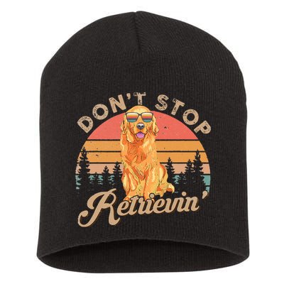 Don't Stop Retrieving Retro Golden Retriever Short Acrylic Beanie