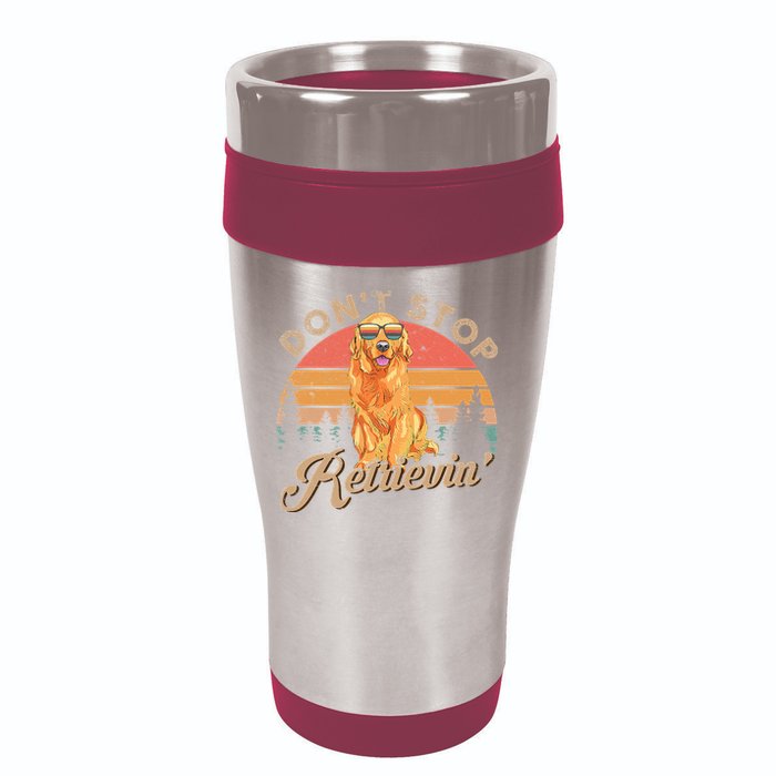 Don't Stop Retrieving Retro Golden Retriever 16oz Travel Tumbler