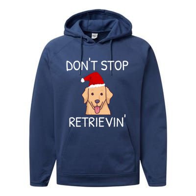 Dont Stop Retrieving Christmas Golden Retriever Gift Performance Fleece Hoodie