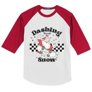 Dashing Snow Retro Christmas Kids Colorblock Raglan Jersey