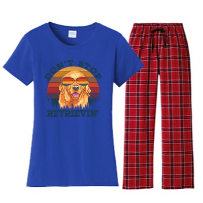 Dont Stop Retrieving Retro Golden Retriever Gift Women's Flannel Pajama Set