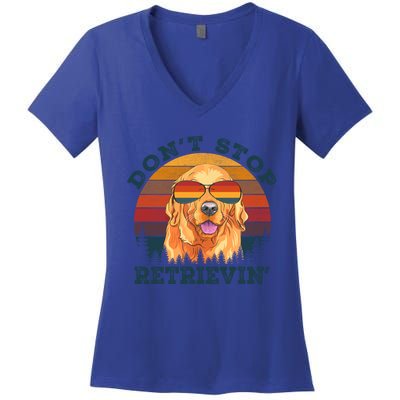 Dont Stop Retrieving Retro Golden Retriever Gift Women's V-Neck T-Shirt