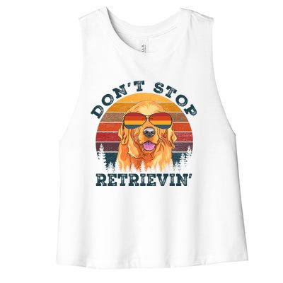 Dont Stop Retrieving Retro Golden Retriever Gift Women's Racerback Cropped Tank