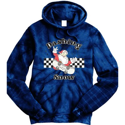 Dashing Snow Retro Christmas Tie Dye Hoodie