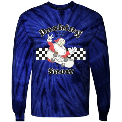 Dashing Snow Retro Christmas Tie-Dye Long Sleeve Shirt