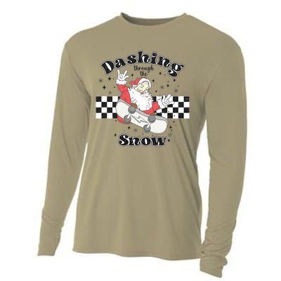 Dashing Snow Retro Christmas Cooling Performance Long Sleeve Crew