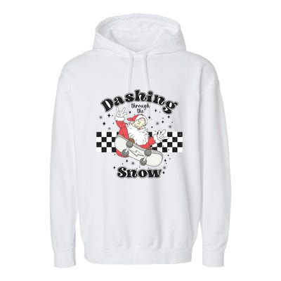 Dashing Snow Retro Christmas Garment-Dyed Fleece Hoodie