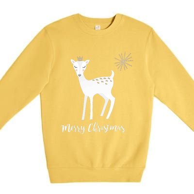 Deer Snow Star Merry Christmas Holiday Star Crown Premium Crewneck Sweatshirt