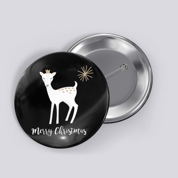 Deer Snow Star Merry Christmas Holiday Star Crown Button