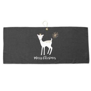 Deer Snow Star Merry Christmas Holiday Star Crown Large Microfiber Waffle Golf Towel