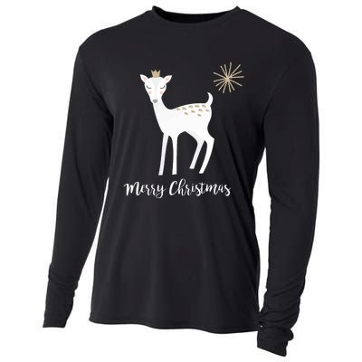 Deer Snow Star Merry Christmas Holiday Star Crown Cooling Performance Long Sleeve Crew