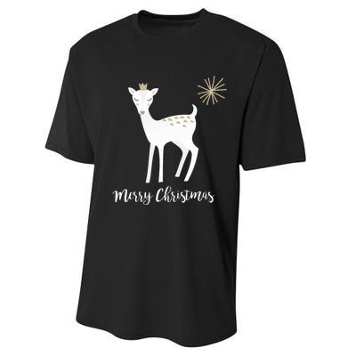 Deer Snow Star Merry Christmas Holiday Star Crown Performance Sprint T-Shirt