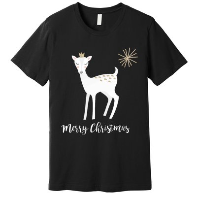 Deer Snow Star Merry Christmas Holiday Star Crown Premium T-Shirt