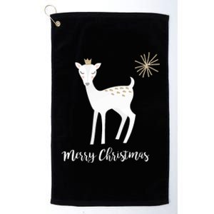 Deer Snow Star Merry Christmas Holiday Star Crown Platinum Collection Golf Towel