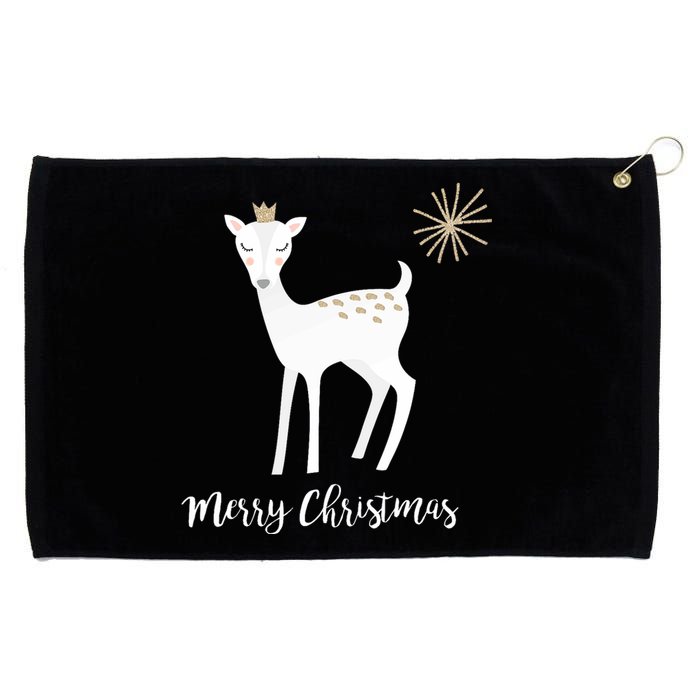 Deer Snow Star Merry Christmas Holiday Star Crown Grommeted Golf Towel