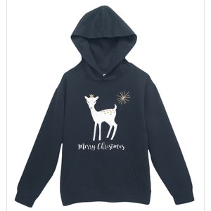 Deer Snow Star Merry Christmas Holiday Star Crown Urban Pullover Hoodie